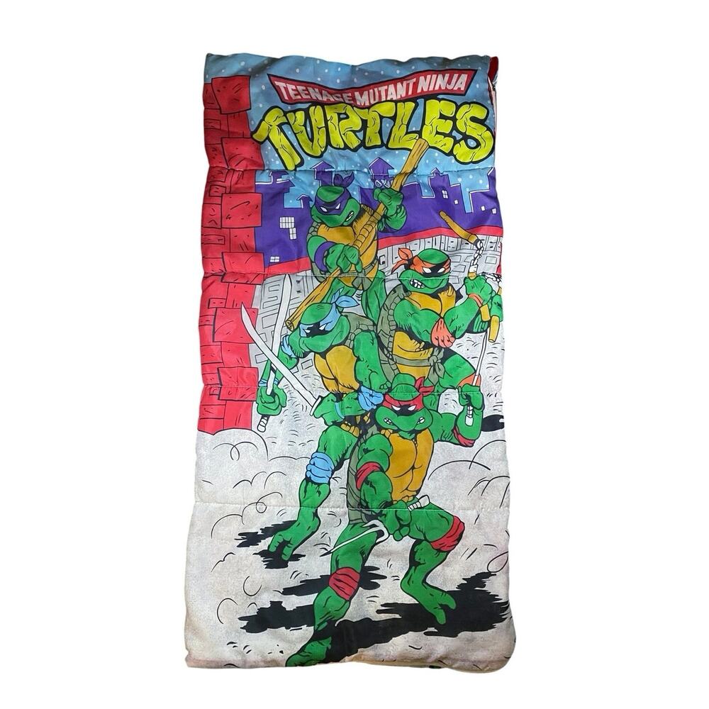 Vintage 80s TMNT Teenage Mutant Ninja Turtles Sleeping Bag - 27”x62”
